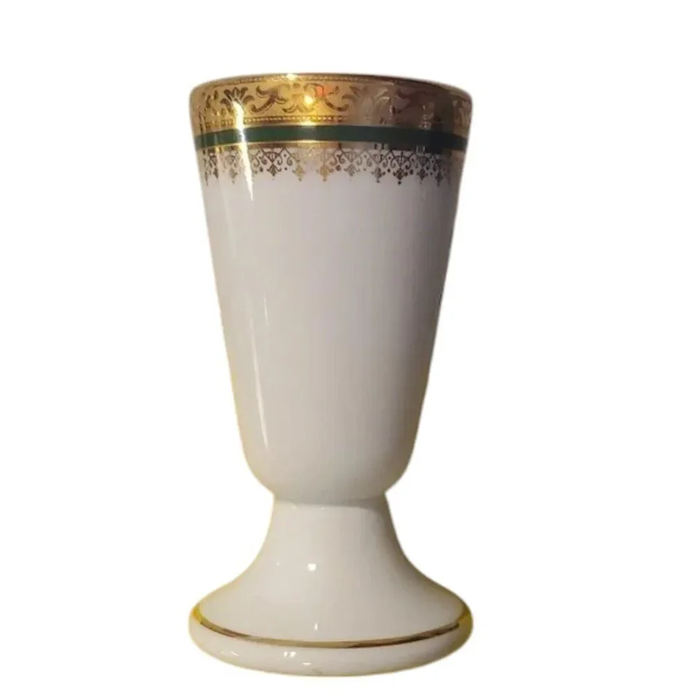 Cernet Limoges France 24ct Gold Gilded Porcelain Goblet Vase 5.25